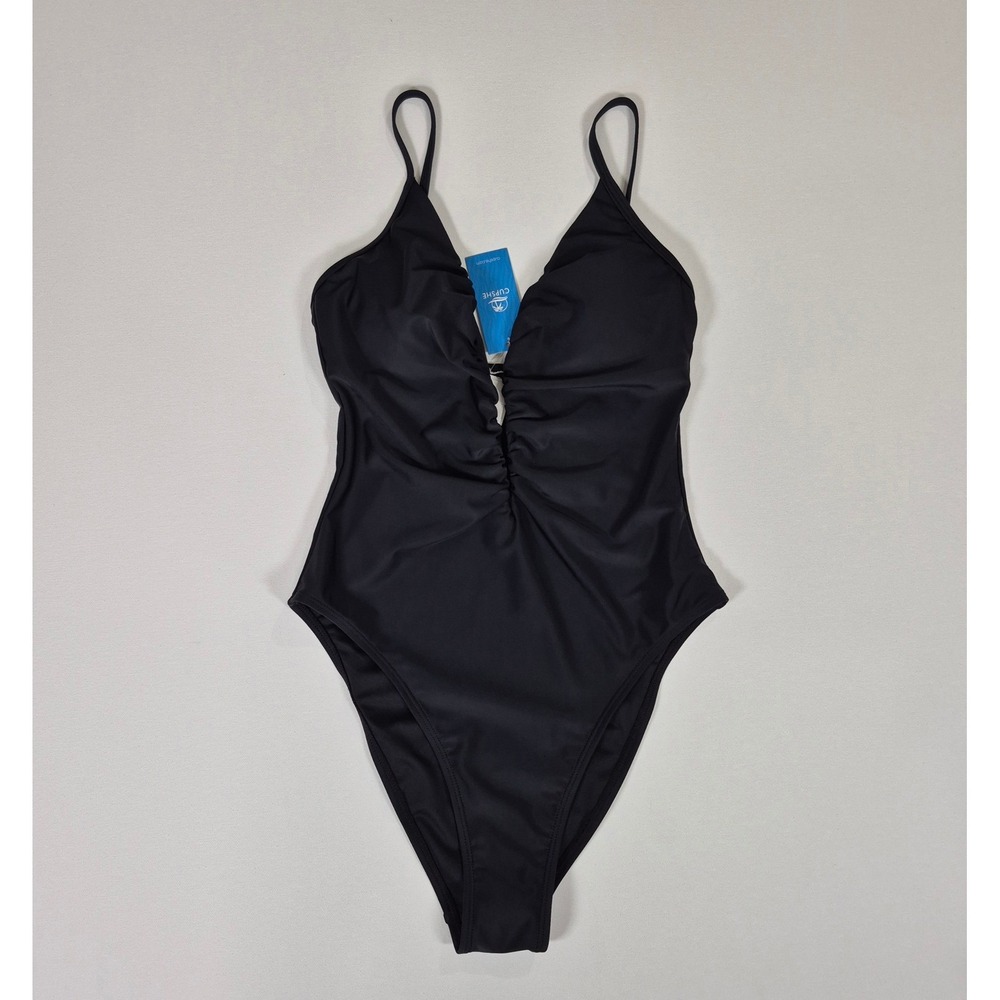 CUPSHE Black V-Neck One Piece Swimsuit Size S NWT